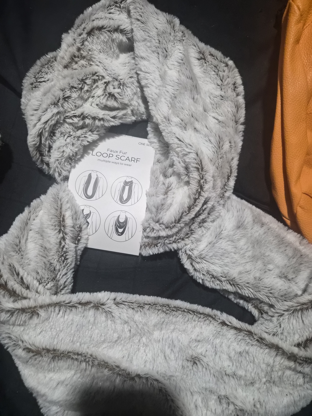 Plush Faux Fur Loop Scarf - Light Gray